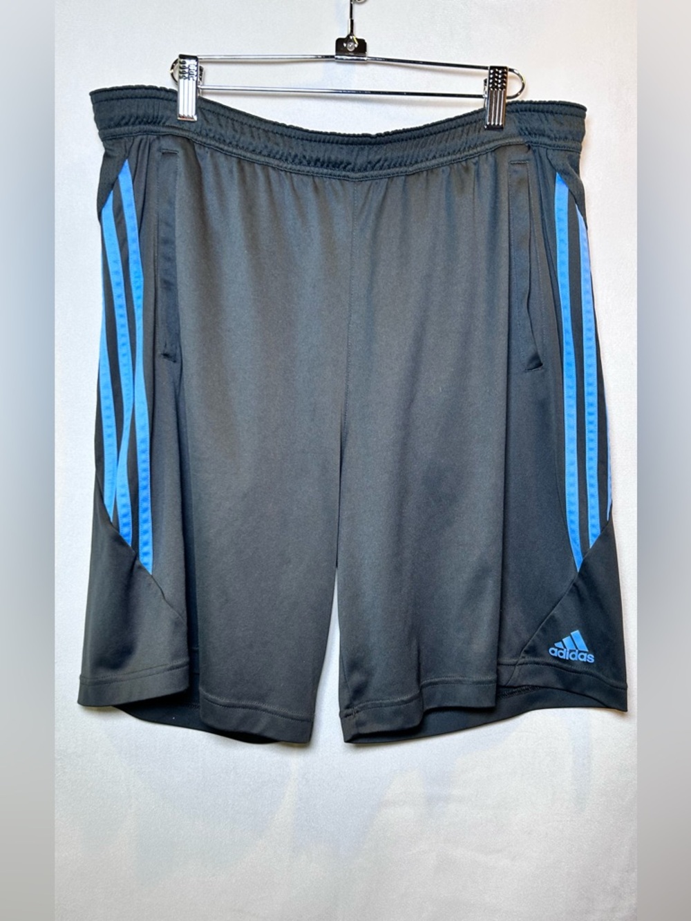 Adidas ClimaCool Athletic Shorts Black Blue 3-Stripes Mesh Running Gym Size M